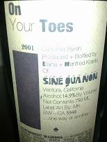 Sine Qua Non On Your Toes Syrah, Central Coast